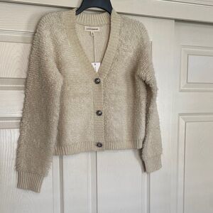 Lucky Brand off white fuzzy cardigan small